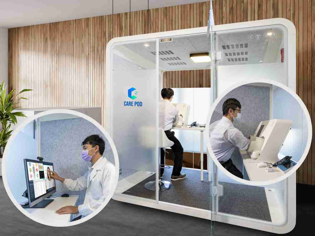 达擎于医疗科技展中展出＂远距诊疗舱＂，，，以因应医疗数字化及社会高龄化趋势下、、、、复诊及慢性病患等族群对于远距看诊需求逐渐升高所推出的创新整合方案。。。多功能合一、、、、高隐私性的远距诊疗舱可根据病患端与医师端的不同需求，，提供弹性化及客制化功能，，，，节省医生和病患的精力及时间